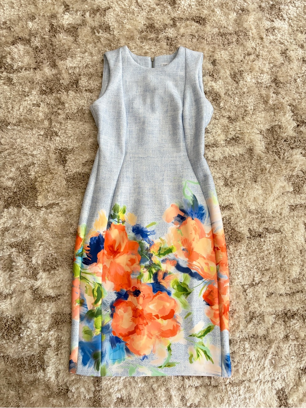 NWT Calvin Klein Light Blue Floral Sheath Dress Size 6